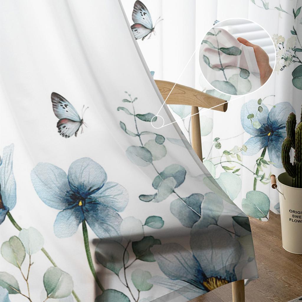 Eukaliptus tulipan motyl kwiat stokrotka liść przezroczyste zasłony sypialnia salon woalowe zasłony okienne tiulowe zasłony dla dzieci pokój