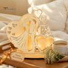 Unique Wedding Sign-in Decor Wooden Couple Ornaments with LED Lights, Romantic Statue Heart Atmosphere Lamp Design, Warm Glow Tabletop Night Light for