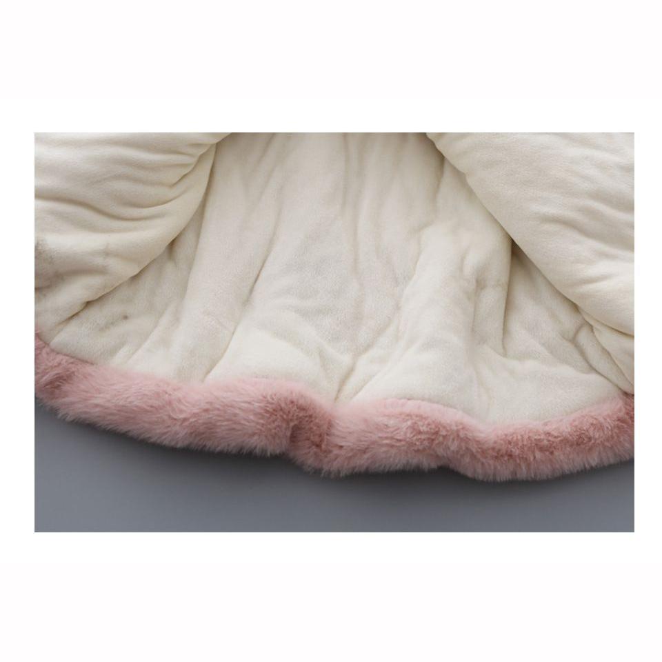 Winter Girls Coat Warm Mink Fur Padded Thickened Long Sleeve Hooded Coats Baby Kids Children Jacket Outerwear