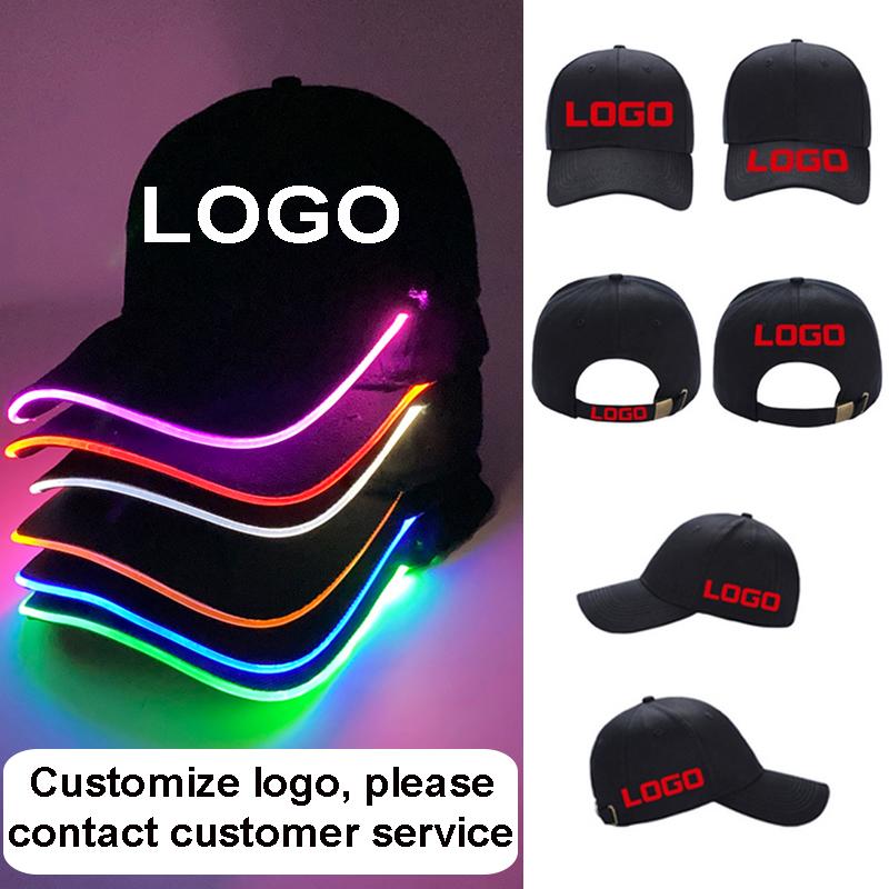 Verstellbare LED-Licht Hip-Hop Leuchtende Baseballkappe Anpassbares Logo Bar Nachtmütze Mode Blinkende Sportkappe