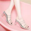 Women's summer outerwear next spring, new transparent rhinestone platform crystal thick heel fairy style women's sandals