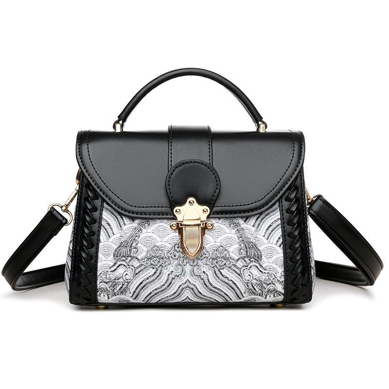 Portable tote bag Textured commuter versatile women s shoulder bag Fashion embroidery temperament messenger bag