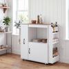 Kitchen Trolley on Wheels with Power Outlet, Cabinet, White