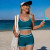 Damen Badeanzug Unifarben Sport Badehose Sexy Bikini Anzug Strandmode Mehrfarbig