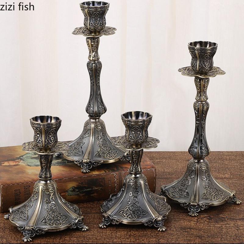 Retro Zinc Alloy Candle Holder Multi Head Candle Rack Wedding Decoration Candlestick Holder Candlelight Dinner Candles Stand