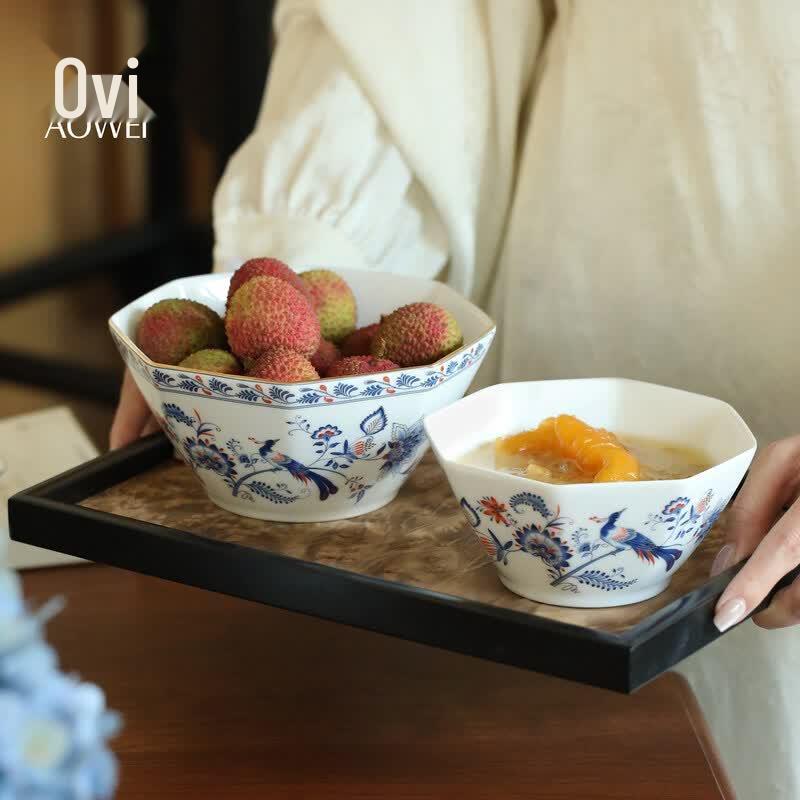 Aowei Jingdezhen Light Luxury Ceramic Rice & Dessert Bowl