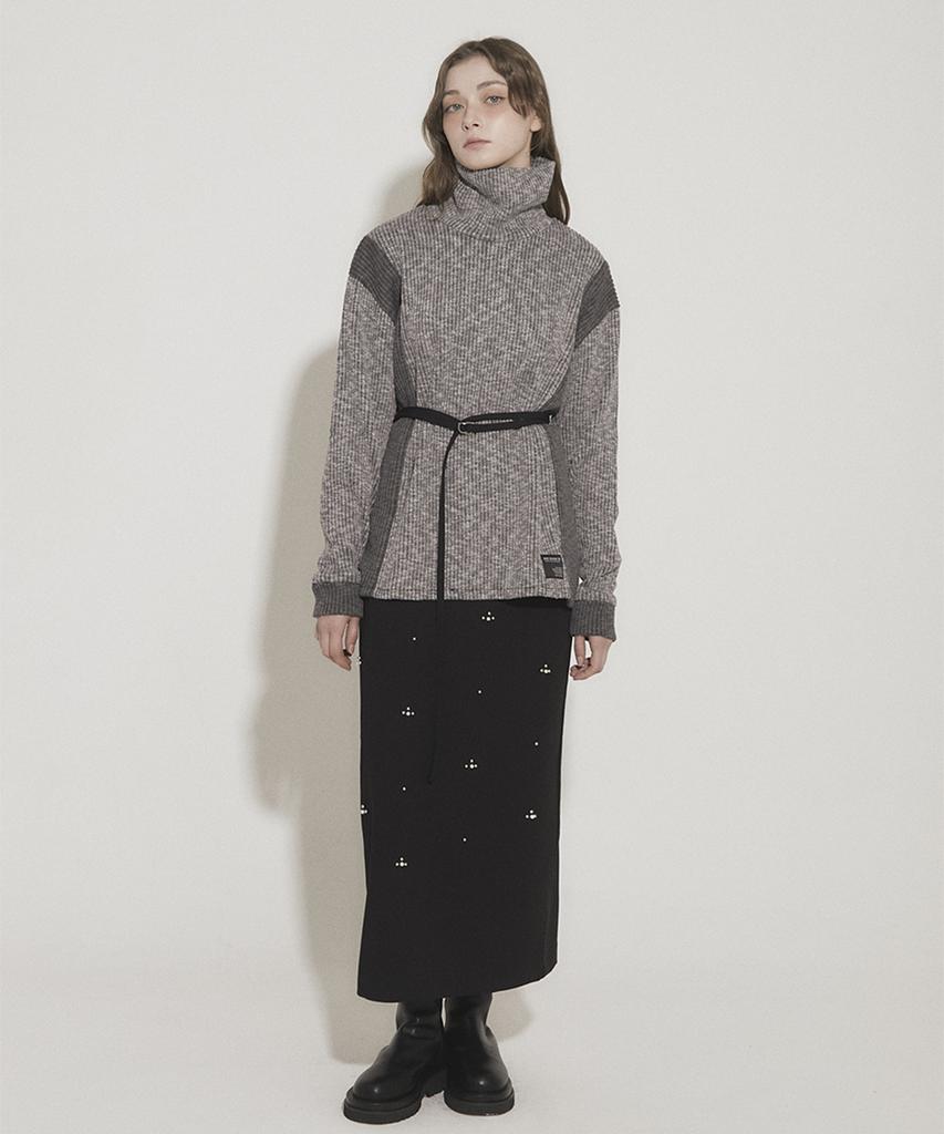 Eoboneoseu Studded Maxi Skirt [Black]