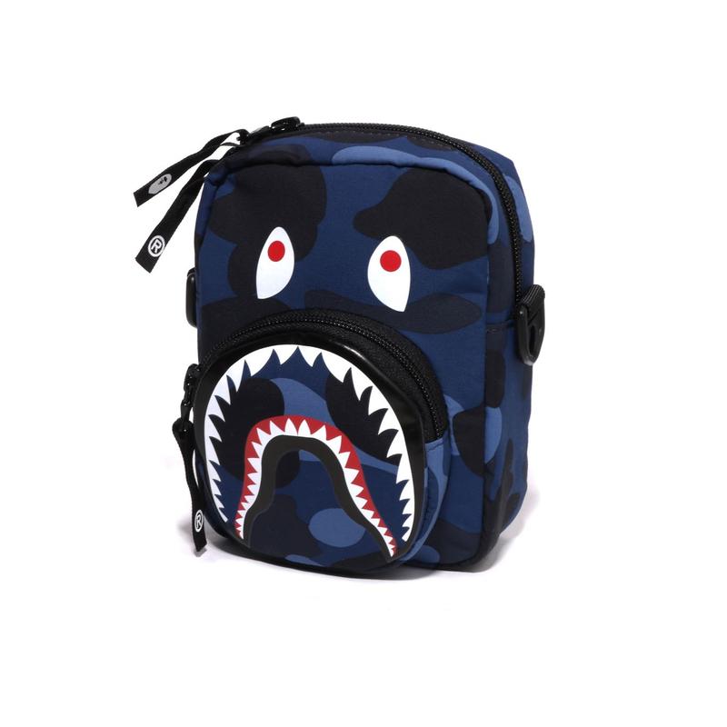 A Bathing Ape Shark Camouflage Fabric Crossbody Bag Men bags Dark-Blue Purple Red 0ZXBGM002901P