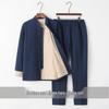 Men's Cotton Linen Hanfu Tang Suit: Zen-Inspired Elderly Outerwear with Frog Buttons for Spring and Autumn.