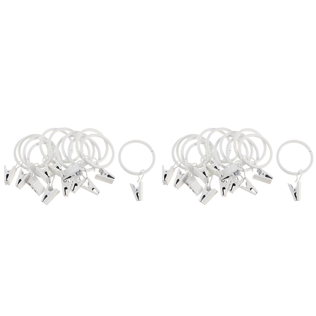 Curtain Rod Rings with Clips Iron Heavy-duty Curtain Ring Hook for Window Support Bar Curtains Rail Holder