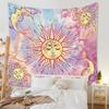 VIKAMA Pink Sun and Moon Tapestry Psychedelic Hippie Bedroom Living Room Dormitory Wall Hanging Home Decor