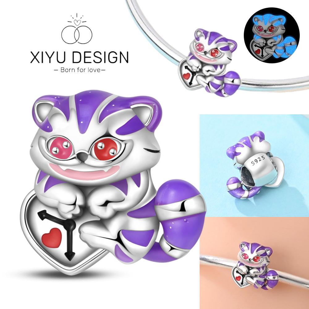 Magical Animals Copper Cute Naughty Rabbit Cat Charms Luminous Beads Fit For The Brand'S Diy Bracelet Women Jewelry Gifts