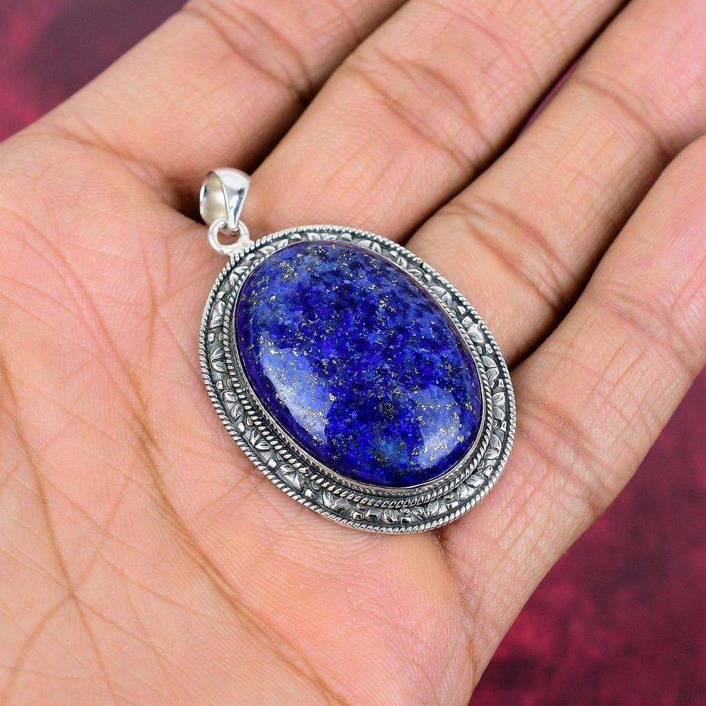 Lapis Lazuli Pendant Handmade Gemstone Jewelry, 925 Solid Sterling Silver Pendant ,Unique Design Jewelry Pendant