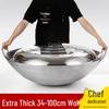 Extra Thick Stainless Steel Double Ear Wok - Large Round Bottom Pot for Commercial Kitchens, Gas Stove Compatible
