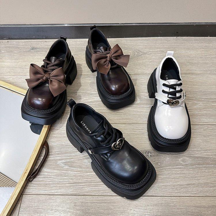 Ziyan~ Small leather shoes women's 2025 new summer versatile single shoes retro British style black platform loafers