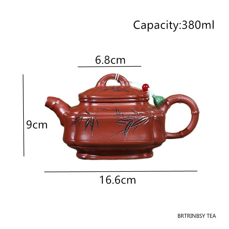 Chinese Yixing Purple Clay Teapot Large Capacity Beauty Tea Pot Handmade Bamboo Leaf Zisha Kettle Household Teaware Gifts 380ml