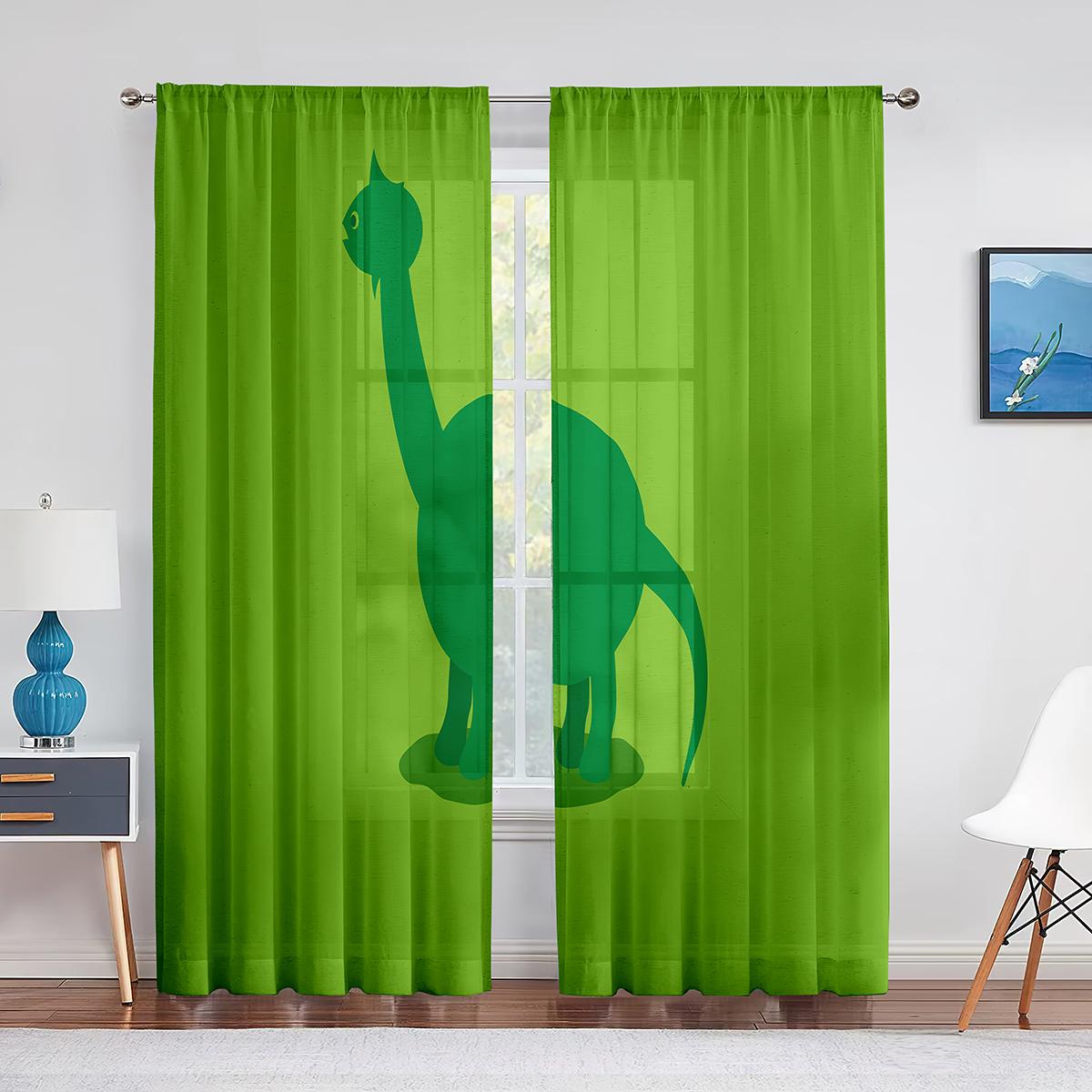 

Тюль с изображением динозавра, прозрачные оконные шторы для гостиной, детской спальни для мальчиков, современный тюль, вуаль, украшение для занавески 1 PCS W100XH250cm&Grommet Top