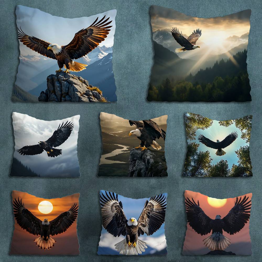 Soaring Eagle Pillowcase for Sofa Room Office Decor Printing Merchandise AllMatch Cushion Cover