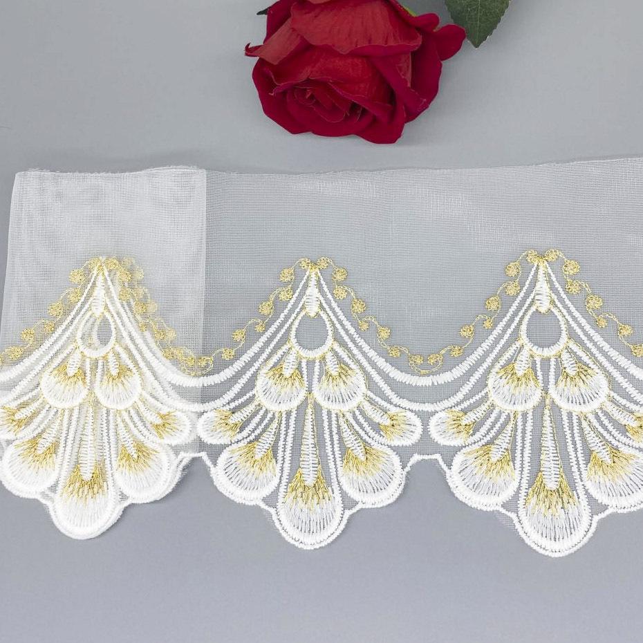 1Yard Mesh Sequins Embroidered White Black Purple Lace Fabric Cloth Evening Dress Material