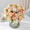 1Pc Artificial Flowers Wedding Home Bedroom Decoration Bridal Bouquet Garden Fake Silk Roses Hydrangeas Vase For Board Outdoors