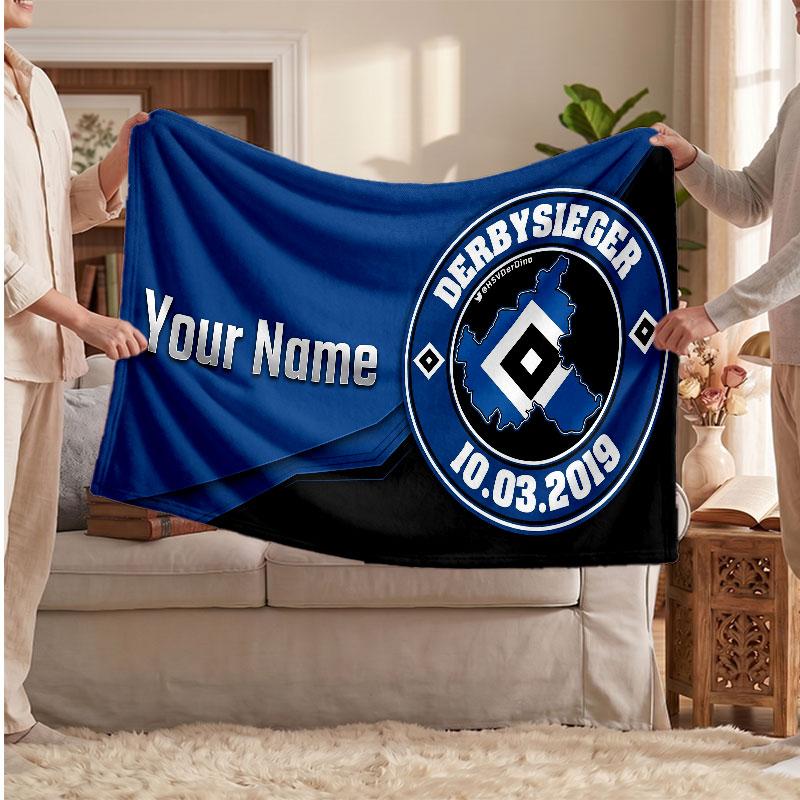 Hamburger SV Personalisierte Fleecedecke Mit Fußballlogo, Benutzerdefinierter Name Text Weich Warm Heimdecke