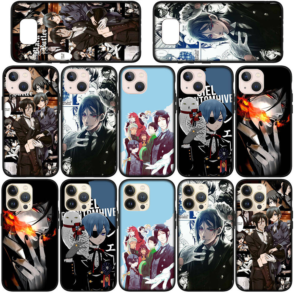Phone Case for Samsung Galaxy S25 S24 S23 iPhone 16 15 Xiaomi Redmi Note 14 13 12 16E X 8 11 Pro Max OPPO Moto Huawei A05 A16 Anime Black Butler Cover
