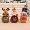 Festive 3D Burlap Apple Bag with Bells - Drawstring Gift & Candy Bag