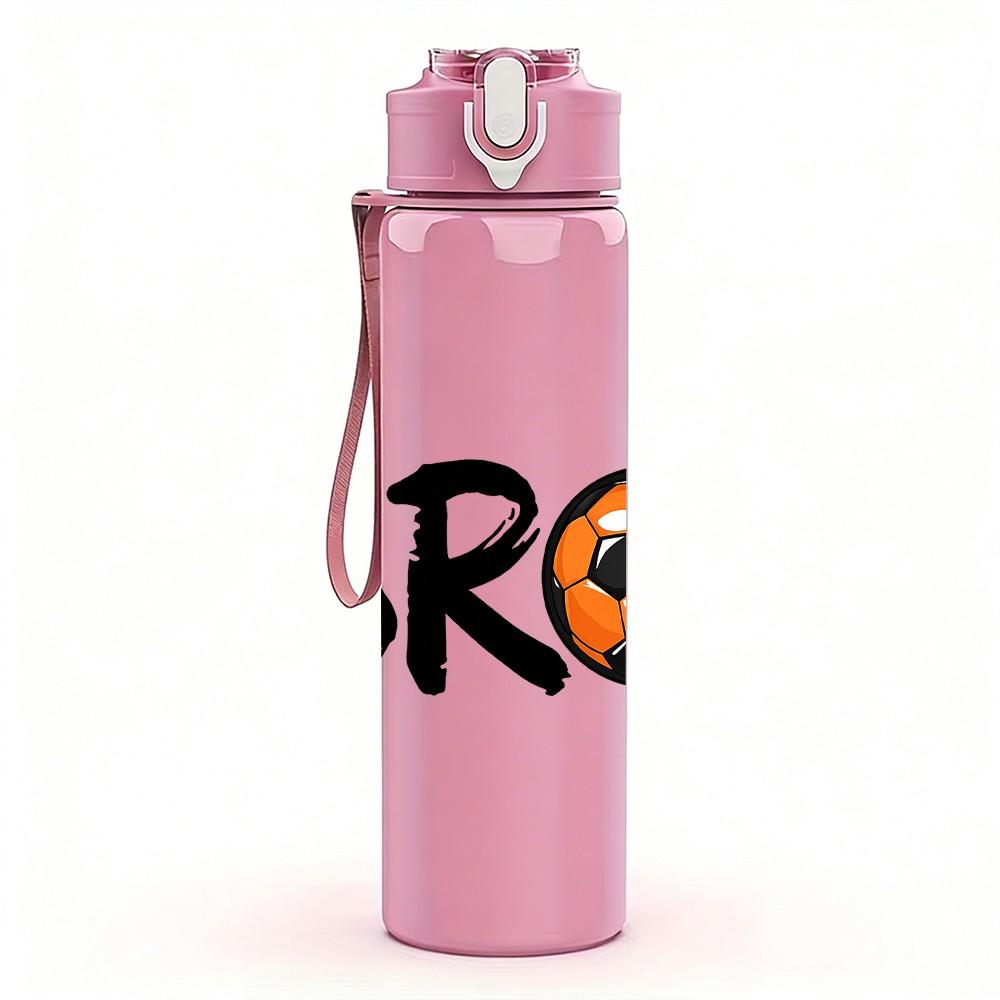 1PC Bro Soccer Ball Sport Letter Print 750ml Color Plastic Sports Water Bottle Leakproof Flip Straw Lid Suitable for Sports Office Home Use