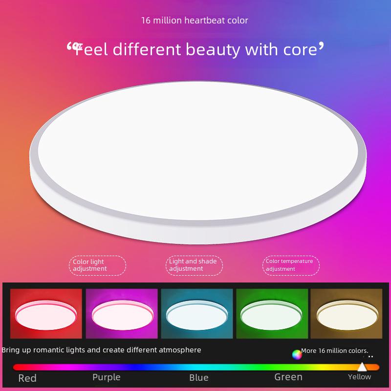 Smart RGB Ceiling Light with Dimming & Color Temp Adjustment - Tuya App & Bluetooth Voice Control