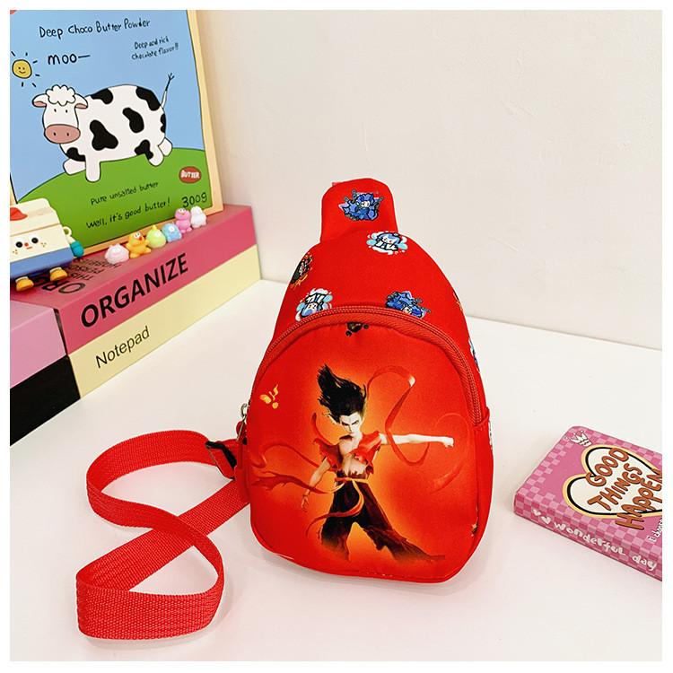 2 Ne Zha Cartoon Kids Small Crossbody Bag Durable Polyester Everyday Activities