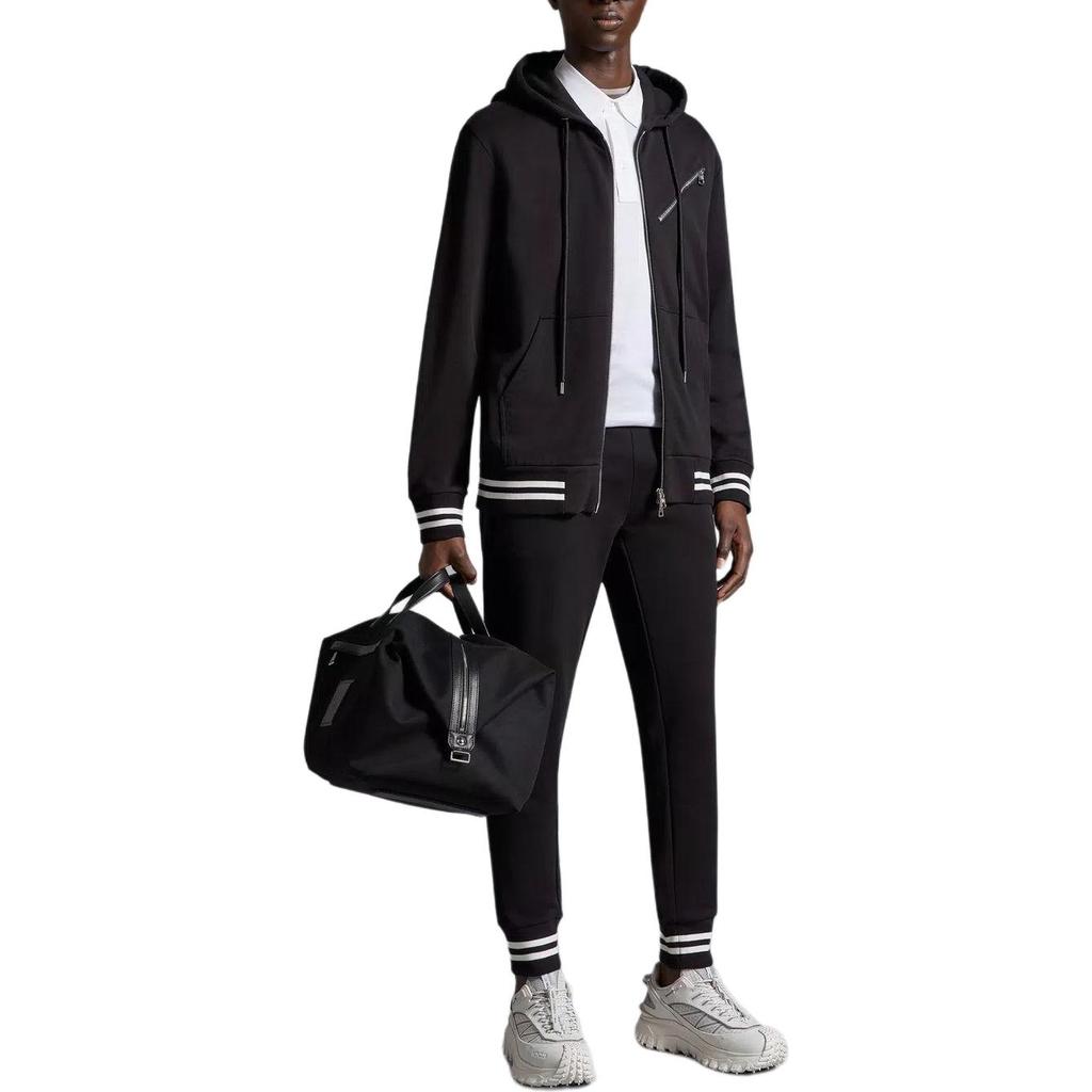 Moncler Monochrome Elastic Waist Mid-Rise Casual Pants Men bottoms Black J10918H00017809KR999