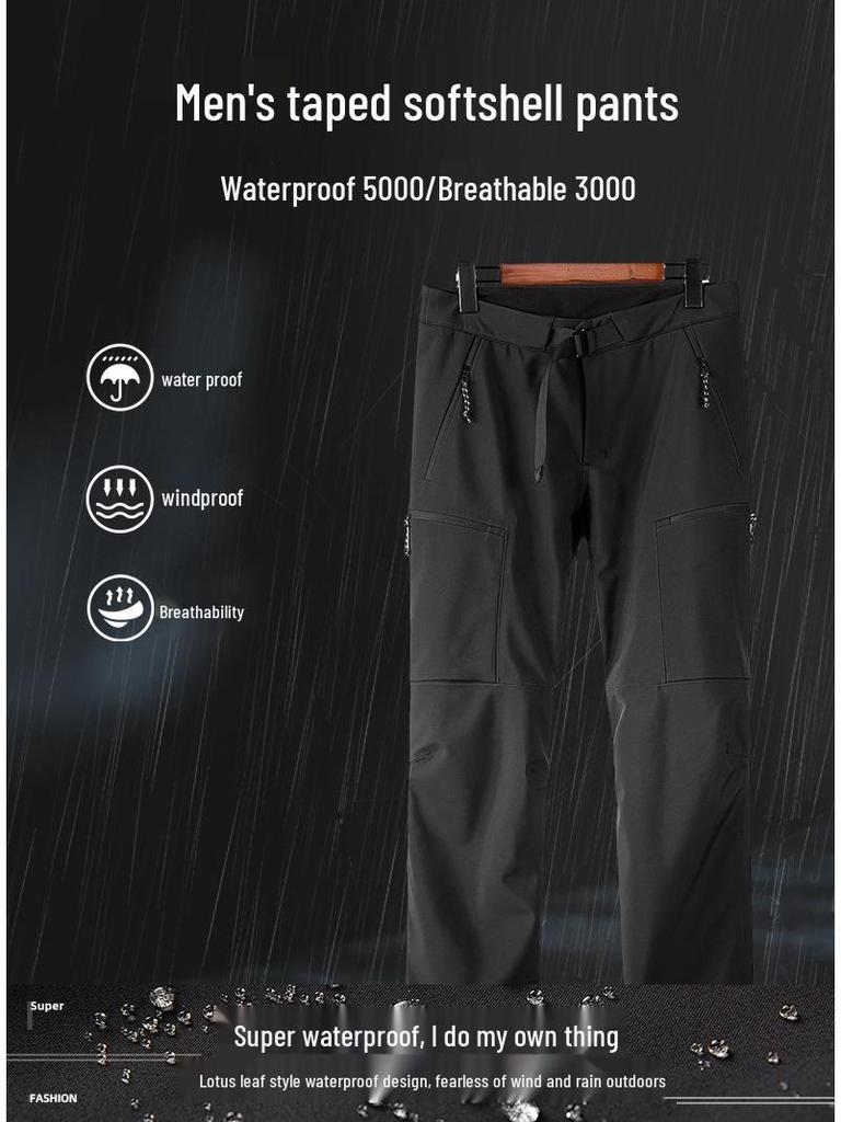 Men's Waterproof Windproof Fleece-Lined Softshell Hiking Pants