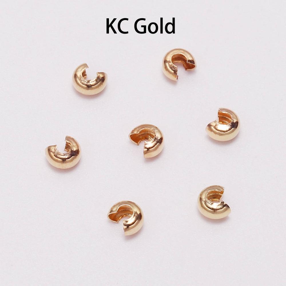 50-100pcs 3 4 5 Mm Gold Crimp Round Covers End Beads Bracelet Necklace Stopper Spacer Beads For DIY Jewelry Making Accessories