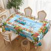 Hello Summer Seaside Round Table Cloth, Bus + Tropical Garland, Beach Resort Table Cloth