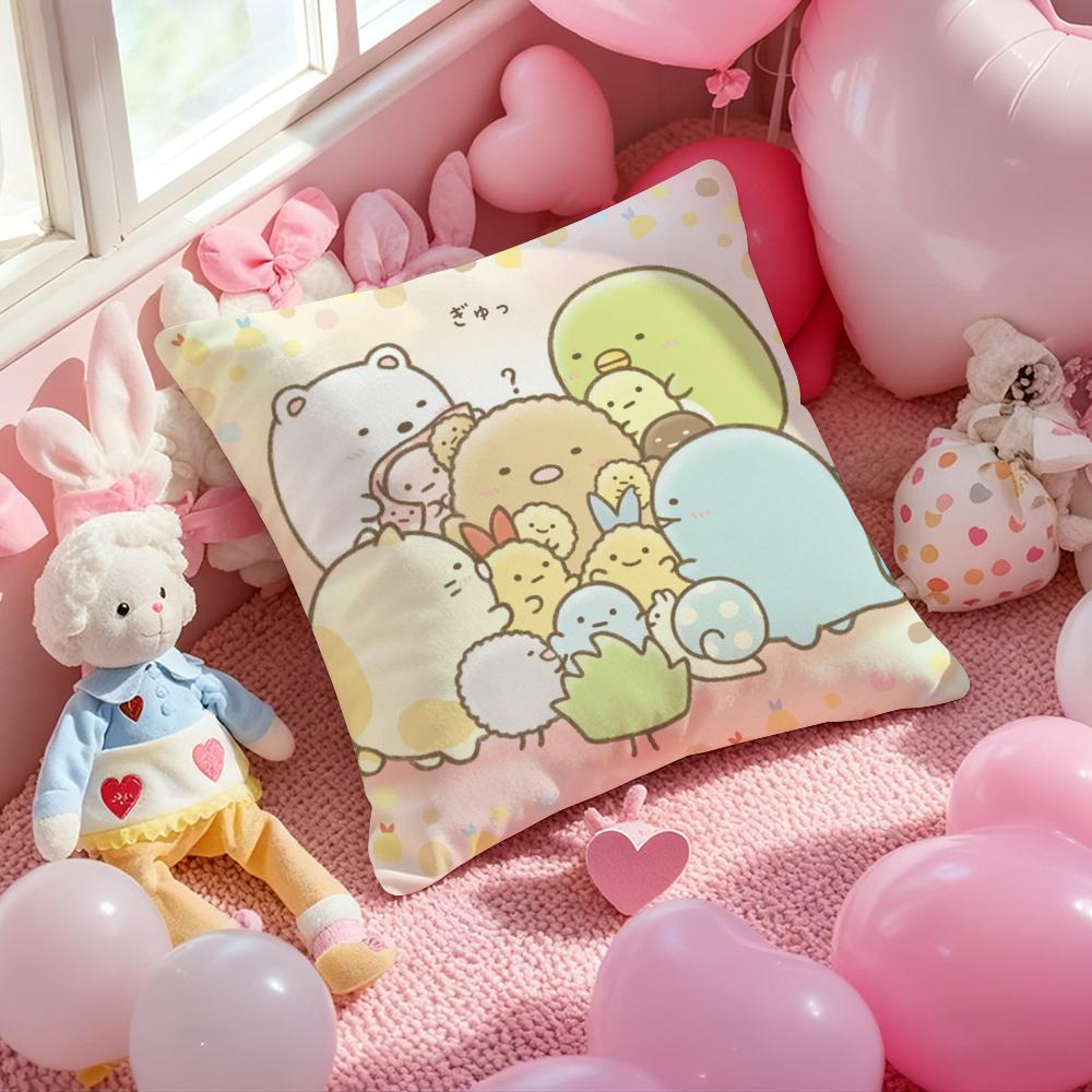 S-Sumikko Cute G-Gurashis Cushion Cover Pattern Printed Pillowcase for Living Room Sofa Cushion Cover & Bedroom Decor