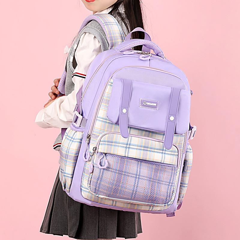 Stylish And Durable 2024 Girls School Backpack For Grades 2 To 6 With Cute Checkered Pattern