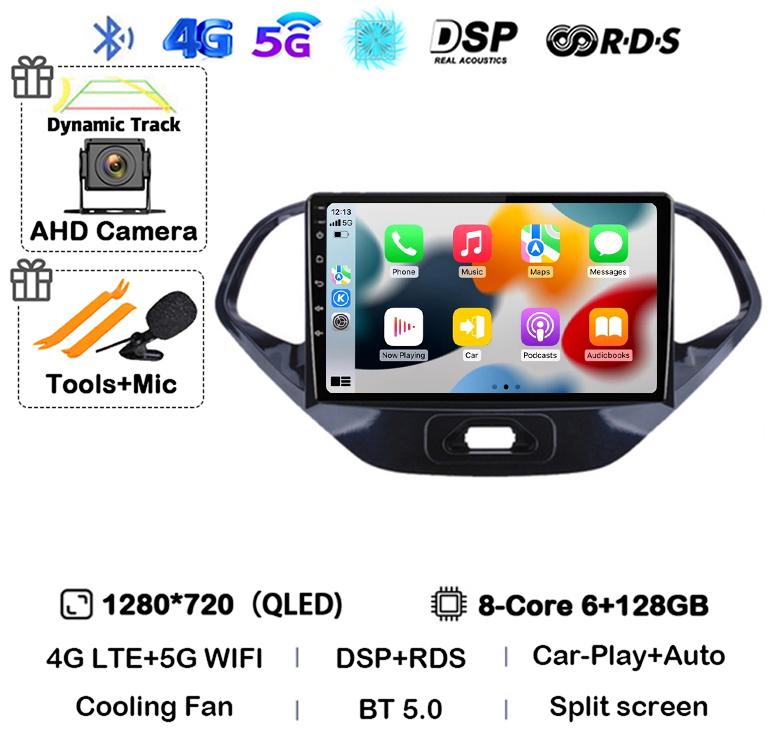 Android 14 Carplay Auto WIFI+4G Car Radio For Ford Figo 2015 2016 2017 2018 Multimedia Stereo Video Player GPS 360 Camera Audio