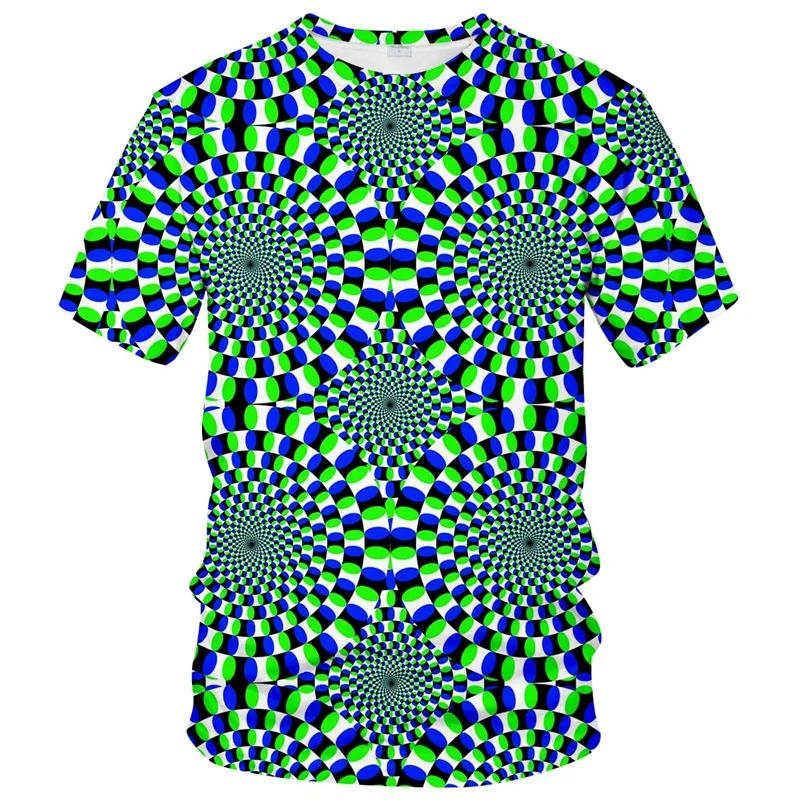 Magische Optische Täuschungs-Grafiken für Männer und Frauen 3D-gedrucktes Lustiges Kinder-T-Shirt Top Beliebte Sommer-Freizeit-Kurzarm-Kleidung