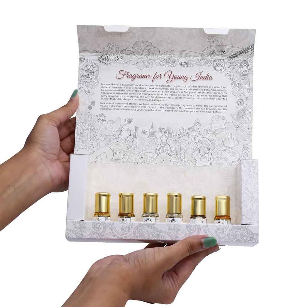 Attar Geschenkpackung mit 6 Stück | Attar Combo| Attar für Inder| Blumig, Sandelholz-Attar| Attar für Männer und Frauen( Sandelholzdüfte) 18 ml (6 * 3 ml)