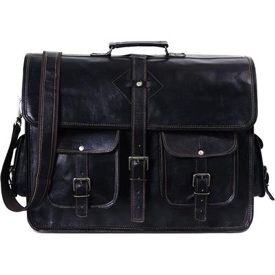 Men's Genuine Vintage Leather Messenger Shoulder Laptop Bag Briefcase Black