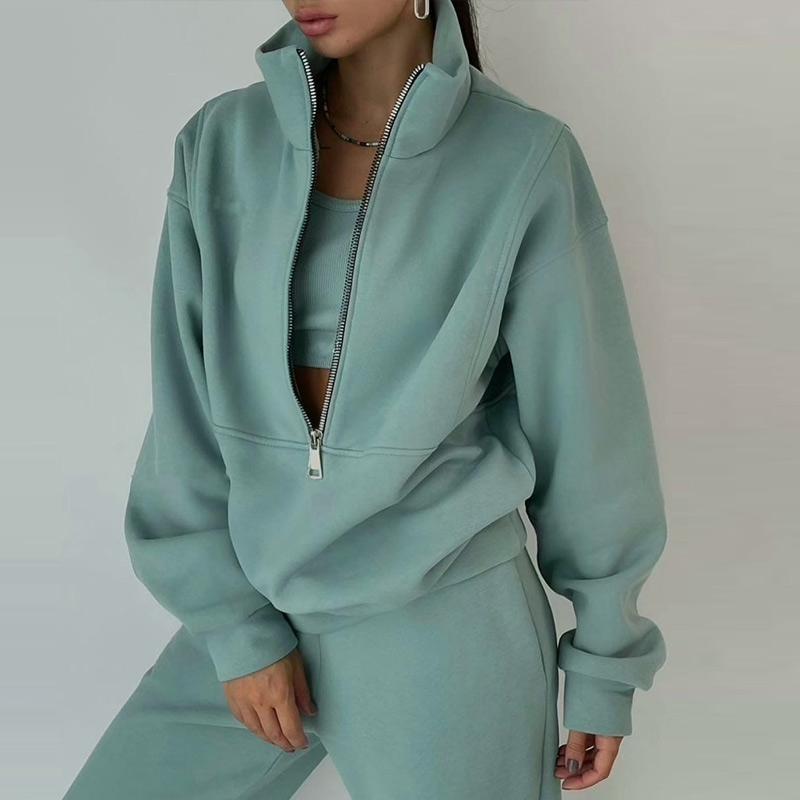 Lady's Autumn Winter Sports Warm Suit Two Piece Sets for Autumn Winter Sports Loose Wear