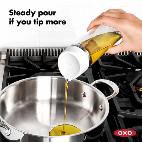OXO Easy-Pour, Drip-Free Oil & Vinegar Dispenser Set, Tilt-Adjustable, Clear