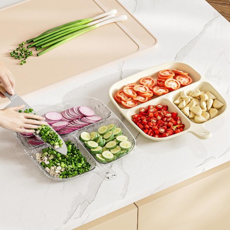 3/5/6 Grids Korean Style Fruit Plates Dining-Table Divided Seasoning Plate Refrigerator Dessert Storage Box Kitchen Gadget