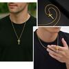 Vnox 60cm Box Chain Cross Pendant Necklaces for Men, Simple Plain Black Silver Gold Color Stainless Steel Thick Cross Collars