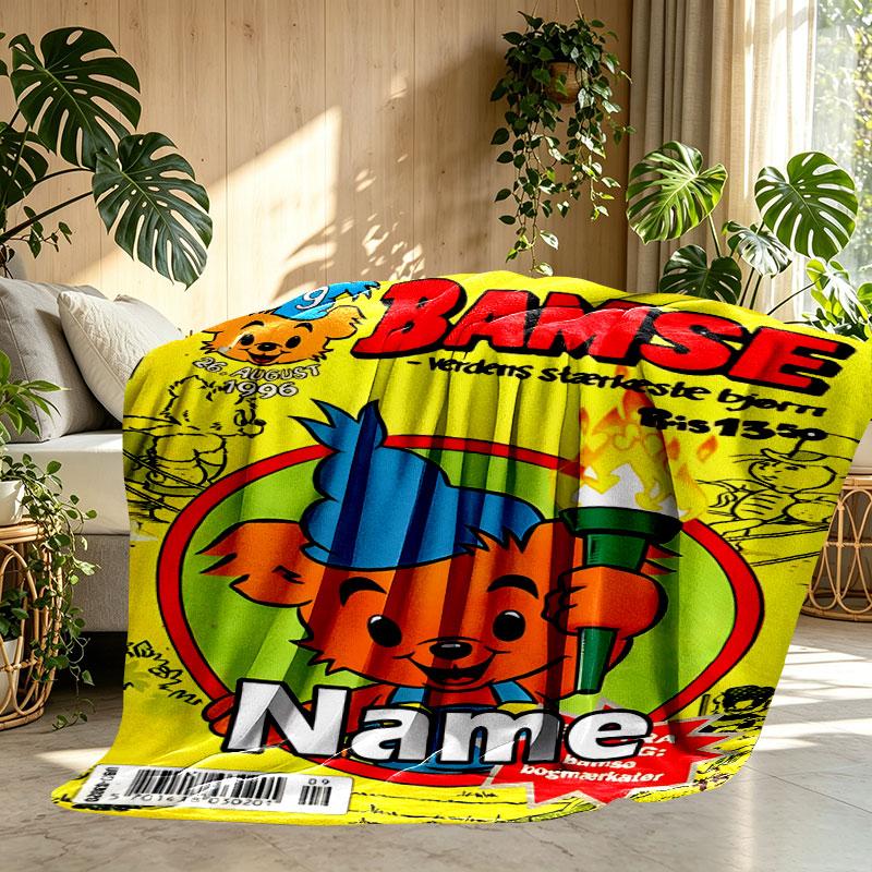 Custom Name Personalized Bamse Print Blanket, Home Decor, Bedroom, Sofa, Camping, Couch, Gifts for Birthday Christmas