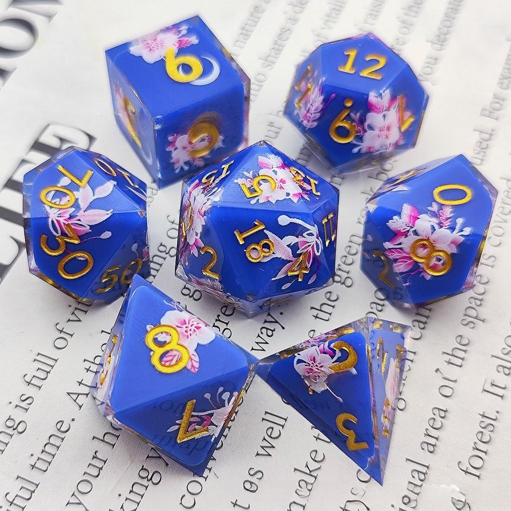 Harz Würfel Scharfes 7-teiliges Set Abziehbild Würfel in Würfeln Sulu Run Dungeons & Dragons Brettspiel D20 Würfel