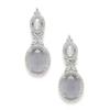 Silver-Plated American Diamond studded Oval Shaped Drop Earrings Jewellery For Girls and Women