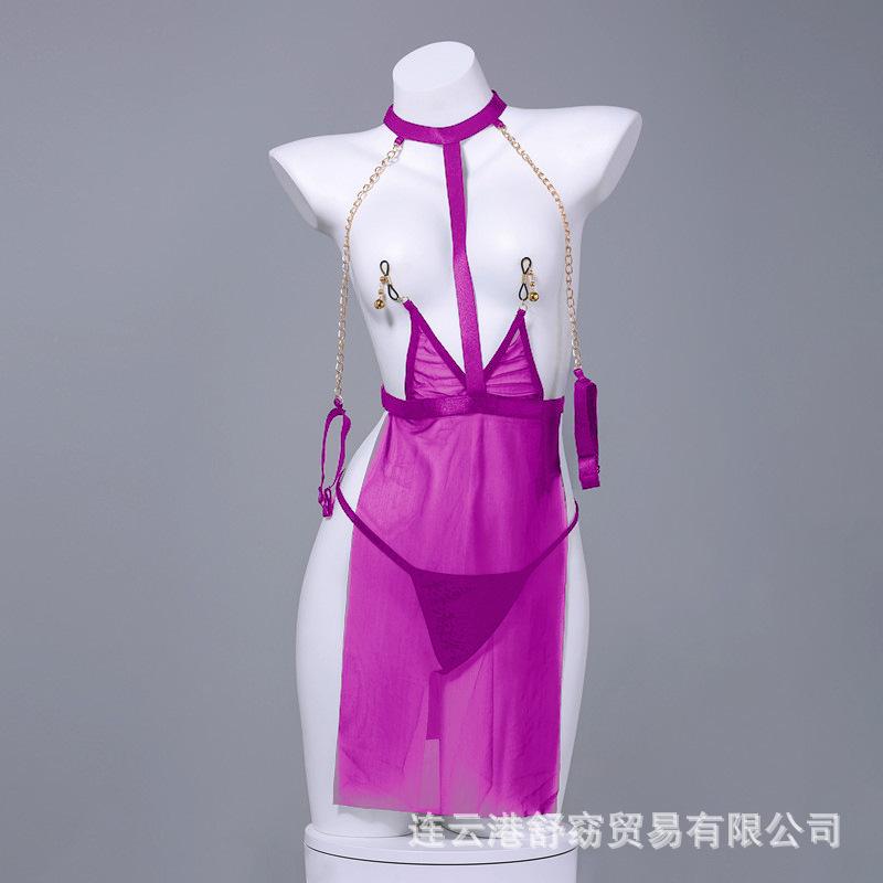 Sex Underwear Sexy Hollow Breasts Passion Bed Robe Mesh Perspective Uniform Temptation Sex Dress