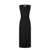 Women's Crew Neck Sleeveless Maxi Dress Slim Fit High Waist Elegant Belted Single Breasted Office Midi Dress