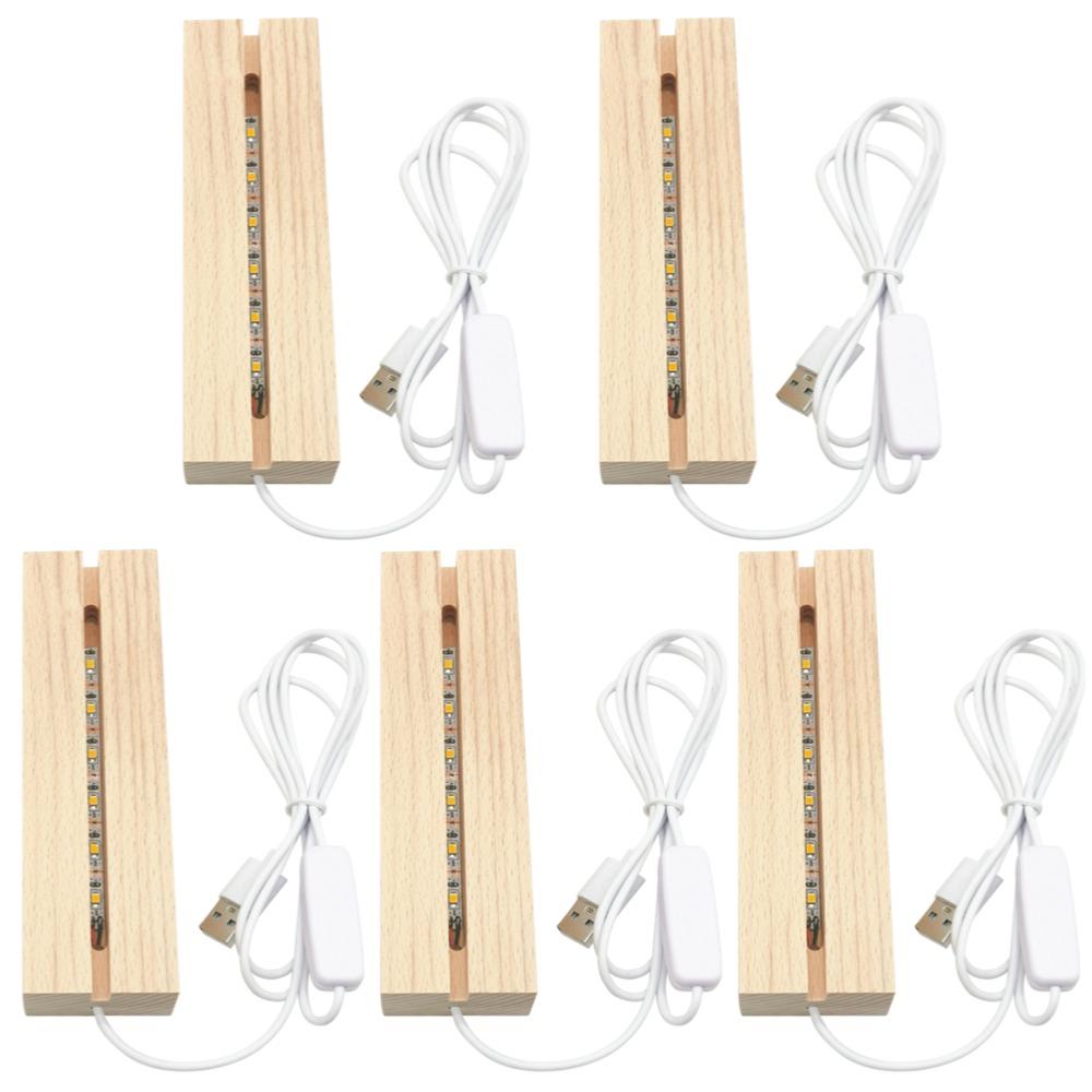 1-10pcs LED Wood Light Display Base Crystal Wooden Lighted Base Stand Acrylic Light Plate Base for Resin Art Lights Ornament